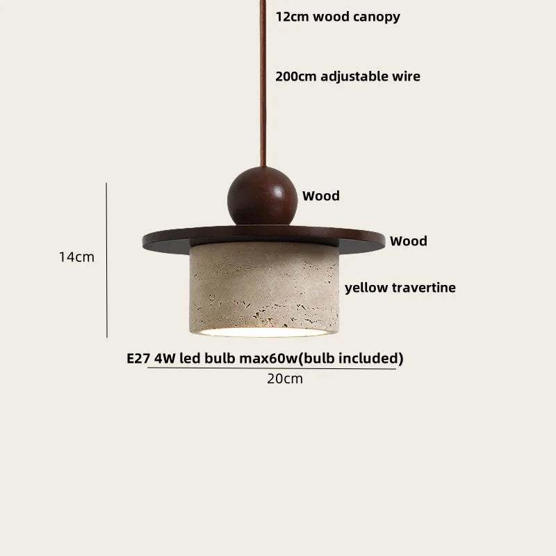 DecorBites™ Glass Ball LED Pendant Lamp for Coffee Living Dining Room with Natural Wood and Stone