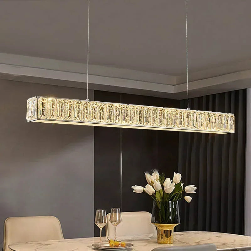 DecorBites™ Golden LED Modern Crystal Chandelier for Home, Restaurant, Cafe, Bar - Luxury Interior Lighting