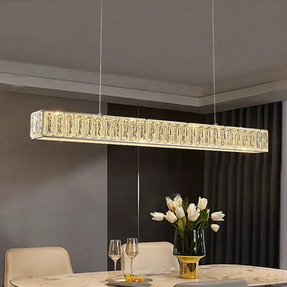 DecorBites™ Golden LED Modern Crystal Chandelier for Home, Restaurant, Cafe, Bar - Luxury Interior Lighting