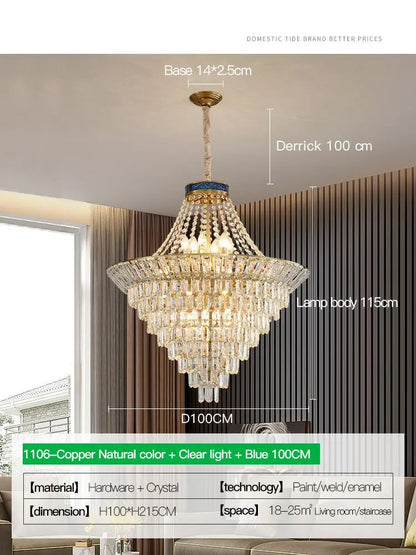 DecorBites™ Crystal Duplex Chandelier: Modern & Elegant for Hotels, Villas, & Living Spaces