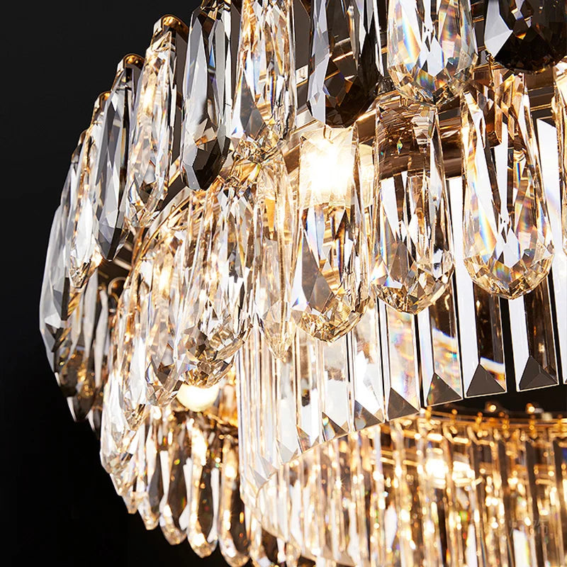 DecorBites™ Gold Crystal Chandelier: Luxury Lighting for Dining Living Bedroom Kitchen Island