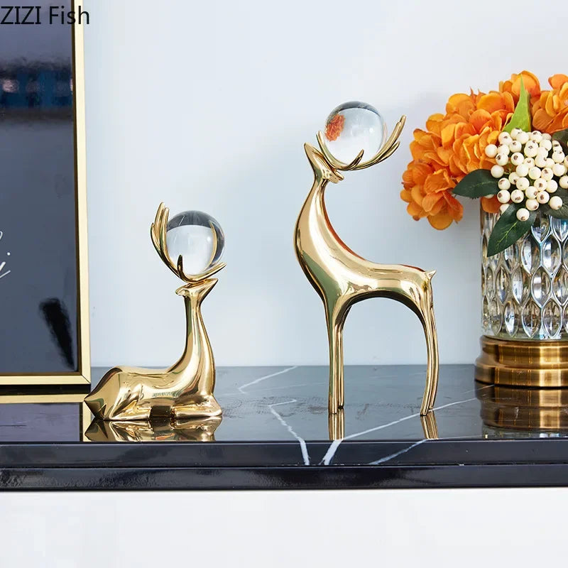 Gold Crystal Antler Sculpture