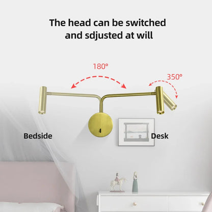 DecorBites™ Gold LED Wall Lights 9W Switch Indoor Bedroom Living Room Sconce