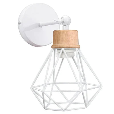 DecorBites™ Iron White Cage Wall Lamp for Modern Indoor Lighting