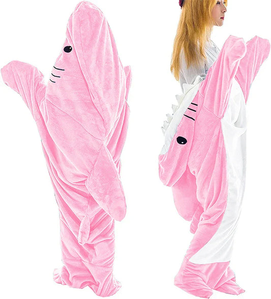 DecorBites™ Cozy Shark Blanket: Soft Flannel, Thicken, Warm Lap Sleeping Bag Pyjamas