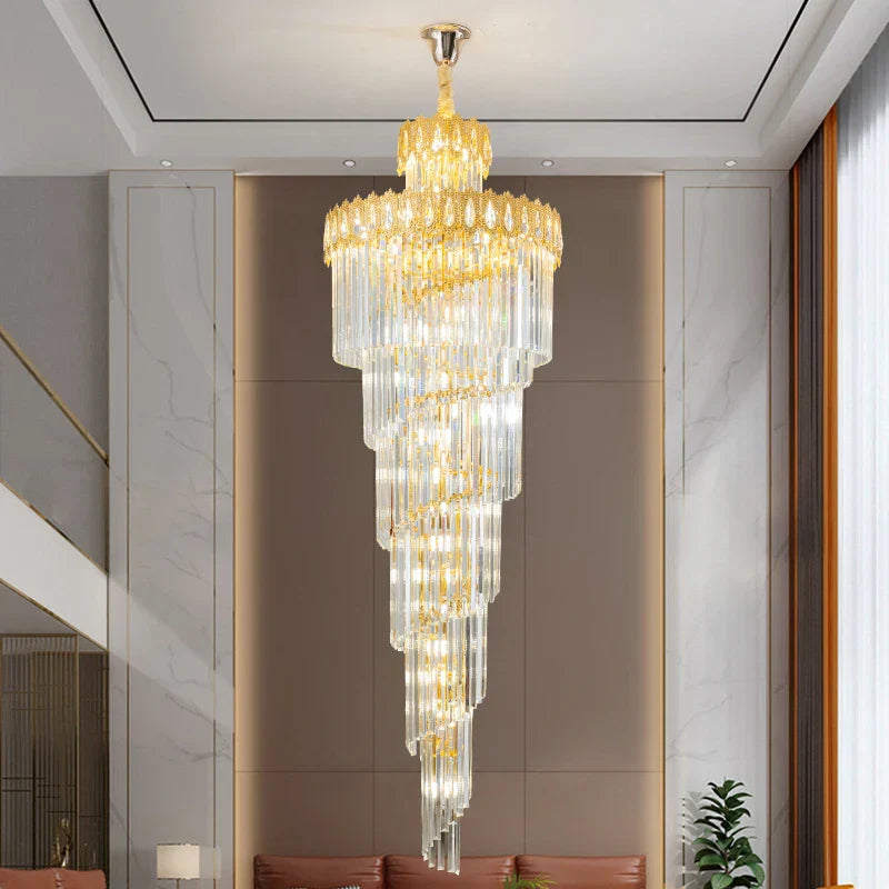 DecorBites™ Crystal Stair Long Chandelier - Simple Modern Design for Duplex Villa Living Room