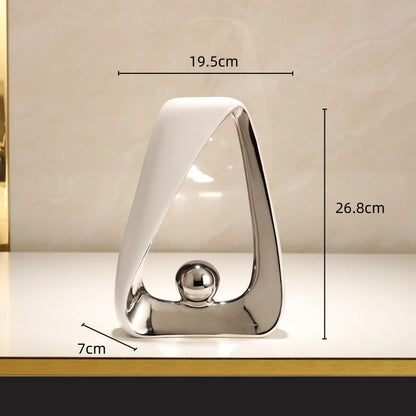 DecorBites™ Geometric Triangles Golden Ball Skeleton Sculpture: Abstract Home Decor Figurine