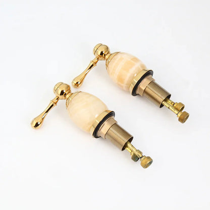 DecorBites™ Golden Plated Bathtub Faucet with Jade Stone Handles - Solid Brass Mixer