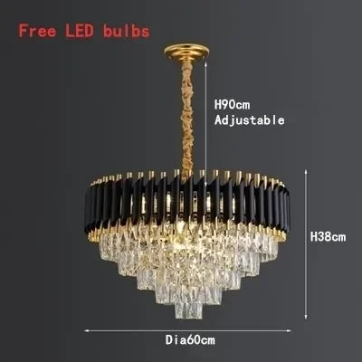 DecorBites™ Crystal LED Pendant Chandelier, Luxury Black Lighting for Bedroom, Living, Dining Room