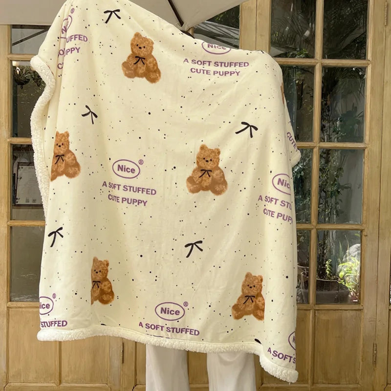 Coral Velvet Cartoon Blanket