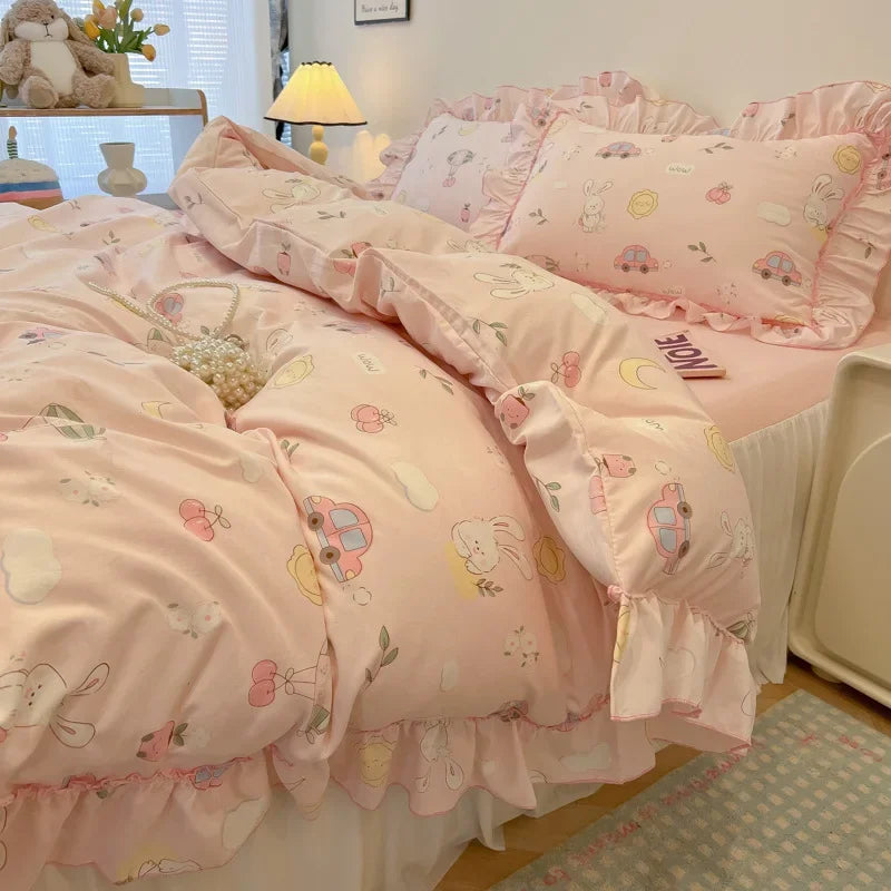 Printed Lace Bedding Set