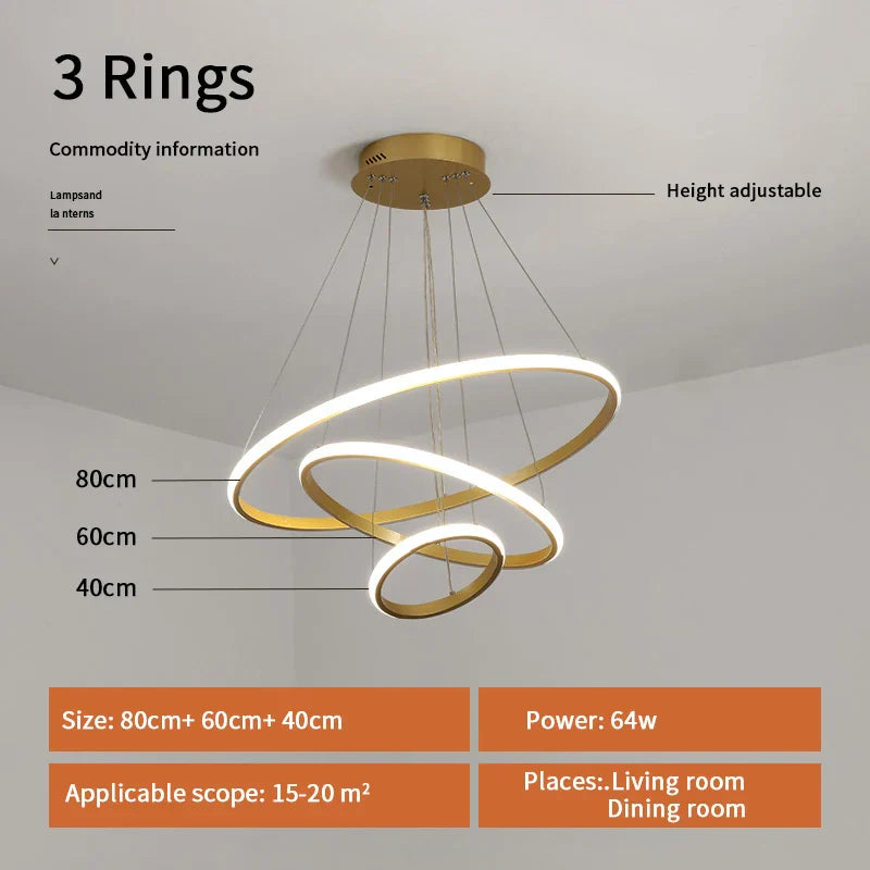 Gold Circle Rings Chandelier