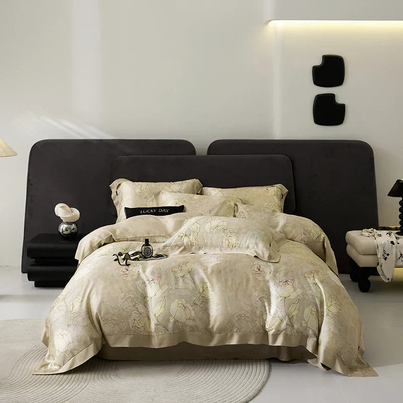DecorBites™ Eucalyptus Fiber Bedding Set: Duvet Cover, Bed Sheet, Fitted Sheet, Pillowcases