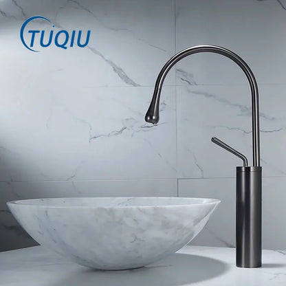 DecorBites™ Gun Grey Brass Basin Faucet Hot Cold Kitchen Sink Water Crane Swivel