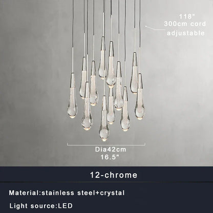 DecorBites™ Crystal Water-drop Chandelier Light Fixture - Luxury Stairwell Decor