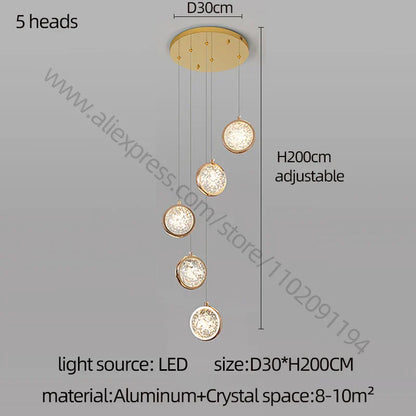 DecorBites™ Crystal Ball Chandelier: Modern Loft & Staircase Hanging Light for Home, Hotel & Mall