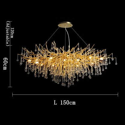 DecorBites™ Golden Branch Crystal Chandelier – Luxe Living Room & Hotel Lobby Decor