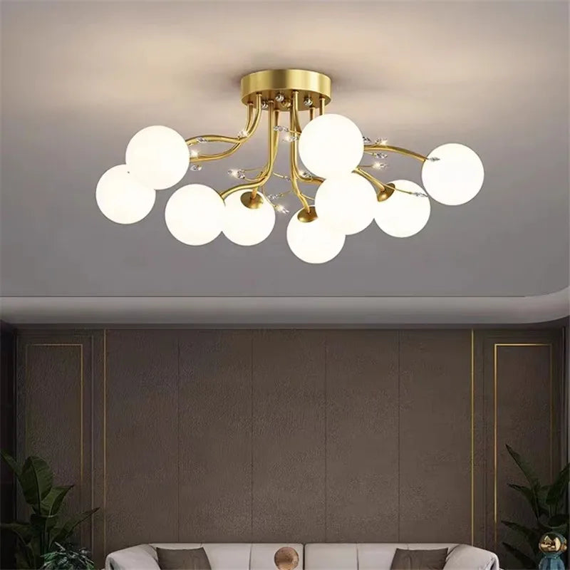 DecorBites™ Glass Bubble Ball Crystal LED Ceiling Light - Black Gold Aesthetic Décor
