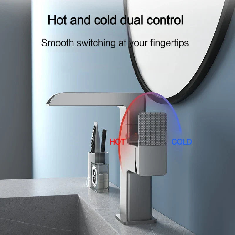 DecorBites™ LED Waterfall Basin Faucet with Temperature Display - 360° Rotation