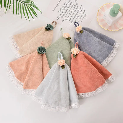 DecorBites™ Lace Dress Baby Hand Towel: Soft, Absorbent, and Cute for Kitchen & Bathroom