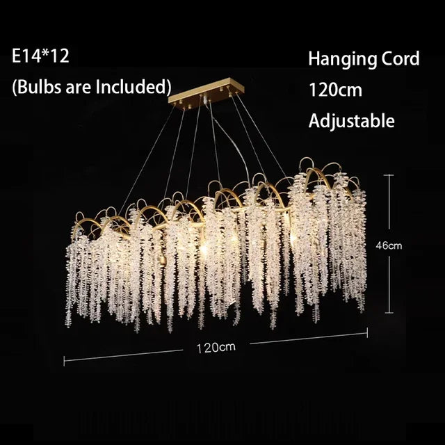 Gold Crystal Chandelier Oval120cm For Dining