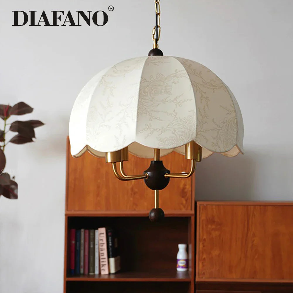 Beige Fabric Pendant Light