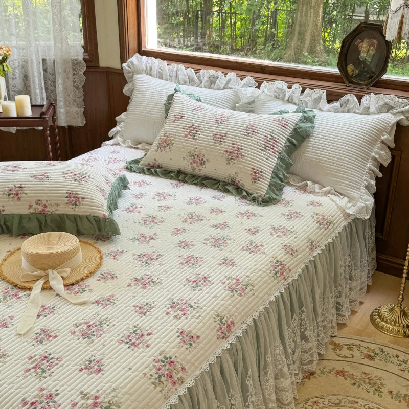 Cotton Ruffles Bed Skirt Set