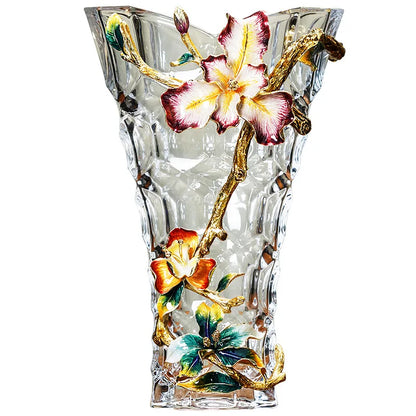 DecorBites™ Crystal Glass Vase: Modern Light Luxury Enamel Living Room Decor