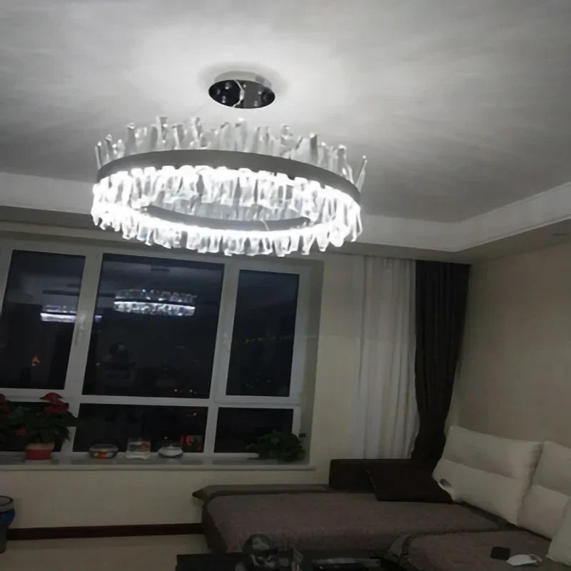 DecorBites™ Crystal LED Ring Chandelier for Luxury Decor & Lighting