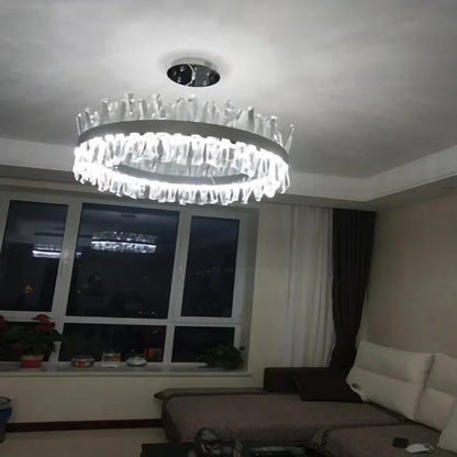 DecorBites™ Crystal LED Ring Chandelier for Luxury Decor & Lighting