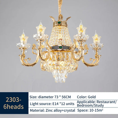 DecorBites™ Crystal Dining Room Chandelier - Elegant Zinc Alloy Candle Lamp