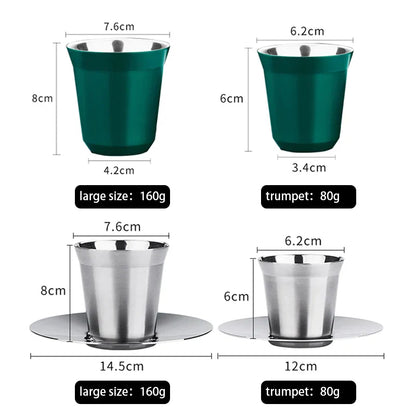 DecorBites™ Double Walled Espresso Cups, Insulated Coffee Tumbler, Unbreakable Stainless Steel Cup