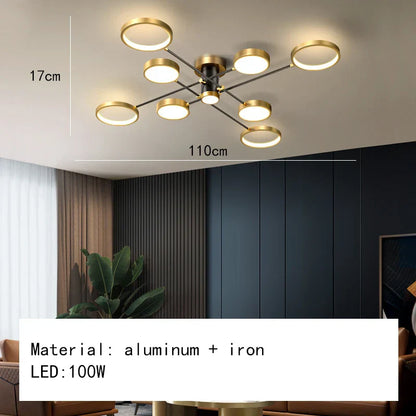 Minimalist Gold Black Chandelier