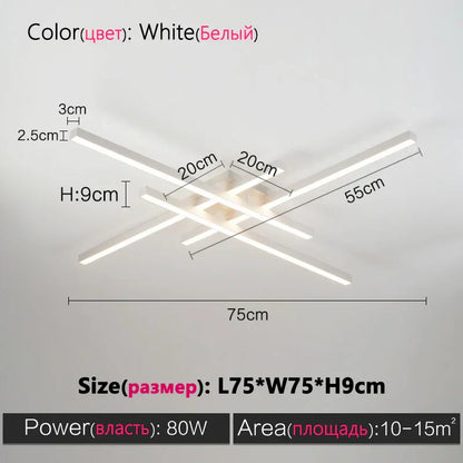 DecorBites™ Black Chandelier LED Ceiling Lamp: Nordic Minimalist Square Bedroom Living Room Lighting