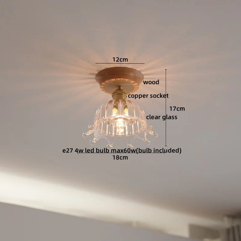 DecorBites™ Glass Wood LED Ceiling Lamp for Home Lighting and Decoration