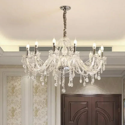 DecorBites™ Crystal Candelabra Pendant Chandelier, Elegant Lighting Fixture for Bedroom, Dining & Living Room