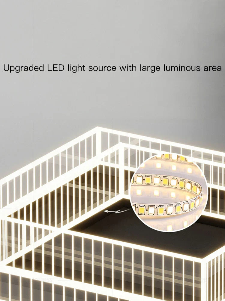 DecorBites™ LED Black Chandelier Acrylic Ceiling Lamp: Modern Luxur Lighting for Home & Office
