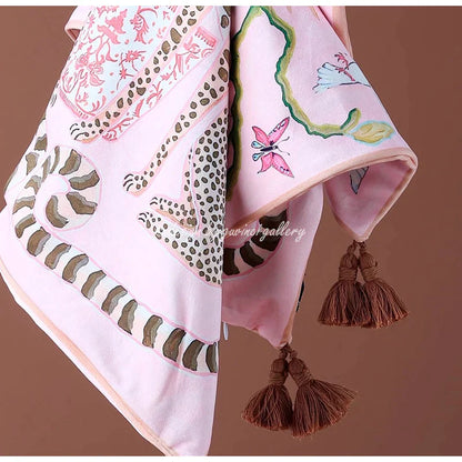 DecorBites™ Luxe Cheetah Halo Pillowcase: Decorative Tassel Cushion Cover GG Style