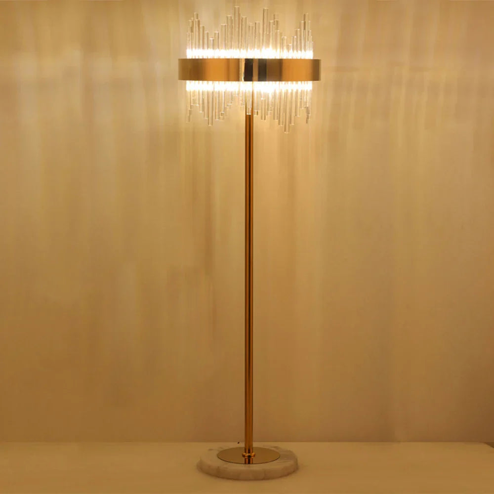 DecorBites™ Crystal Gold Floor Lamp for Bedroom & Living Room - Modern Luxury LED Light