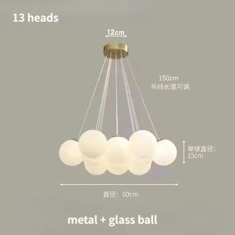 Nordic White Glass Globe Cluster Pendant Light