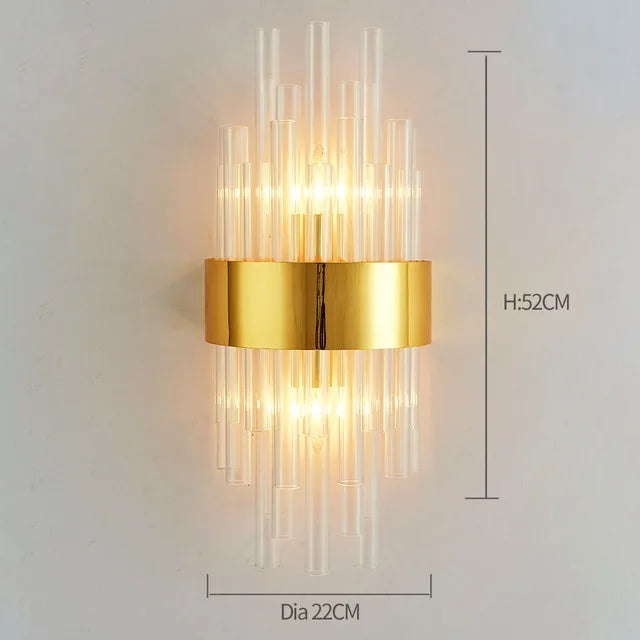 Gold Crystal LED Sconce Warm White 2700K