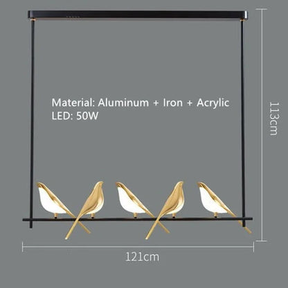DecorBites™ Gold Magpie Bird Ceiling Chandelier | Modern LED Ring Light for Dining Room & Decor