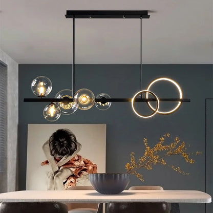 DecorBites™ Glass Ball Pendant Chandelier: Scandinavian LED Light for Kitchen Dining Table