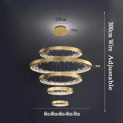 DecorBites™ Crystal LED Chandelier Circle Hanging Lamp - Modern Luxury Dimmable Lighting