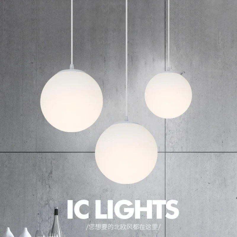 DecorBites™ Frosted Acrylic Ball Pendant Light: Modern Minimalist Home Decor E27