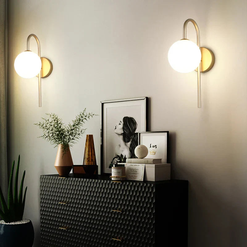 DecorBites™ Frosted Glass Ball LED Wall Lamp for Bedroom and Corridor