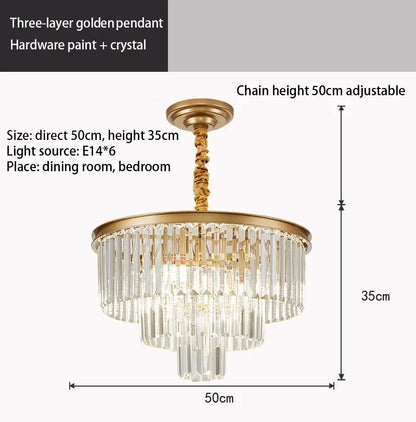 DecorBites™ Crystal Gold Chandelier: Modern Living Room Bedroom Decor Lighting
