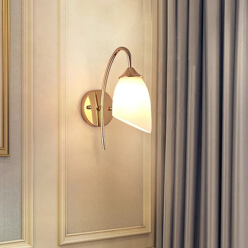 Gold Glass Wall Sconce European Style Bedroom