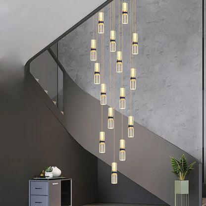 DecorBites™ Crystal Columnar Chandelier for Stairway, Bubble Design for Home, Restaurant, or Bar