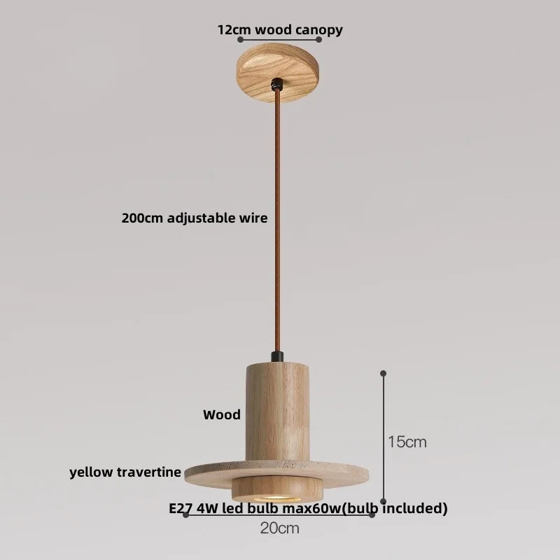 DecorBites™ Glass Ball LED Pendant Lamp for Coffee Living Dining Room with Natural Wood and Stone